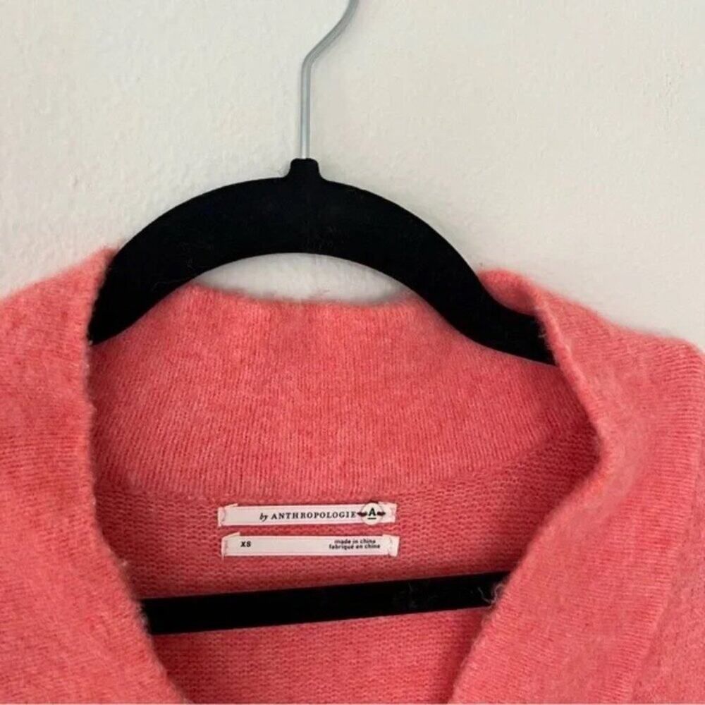 Anthropologie Coral Pink Cozy V-Neck Sweater - Picture 5 of 10